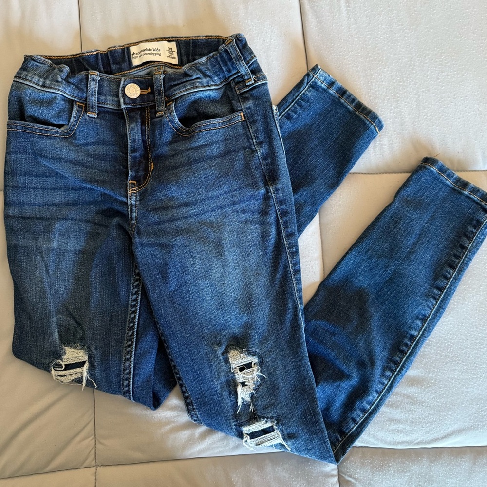 Abercrombie Kids Dark Blue Distressed Skinny Jeans